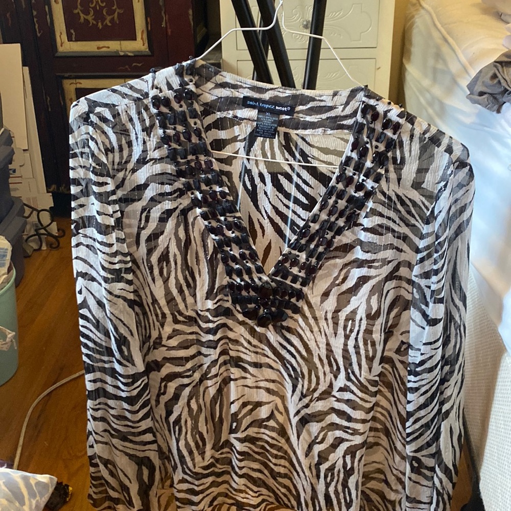 Saint Tropez West sheer cover up with embellishments